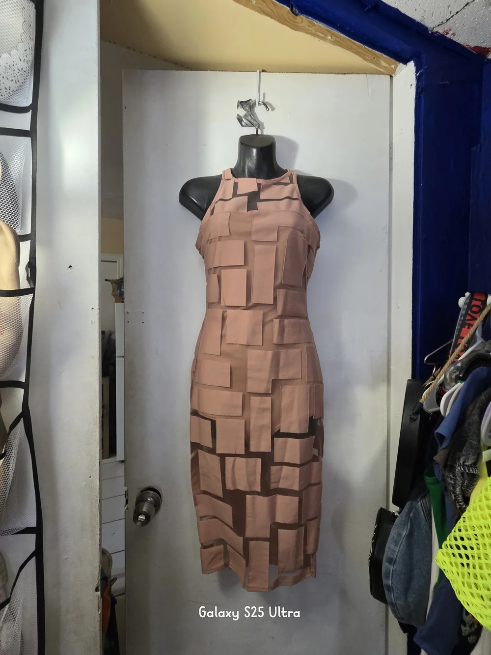 ALO Yoga Mauve Block-Pattern Midi Dress